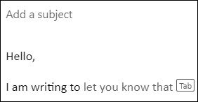 Outlook text suggestion