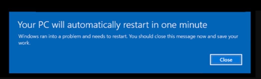 Windows forced reboot
