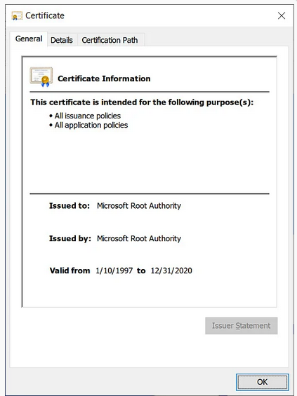 Кореневий сертифікат Microsoft закінчується в цьому місяці, але компанія просить його не видаляти